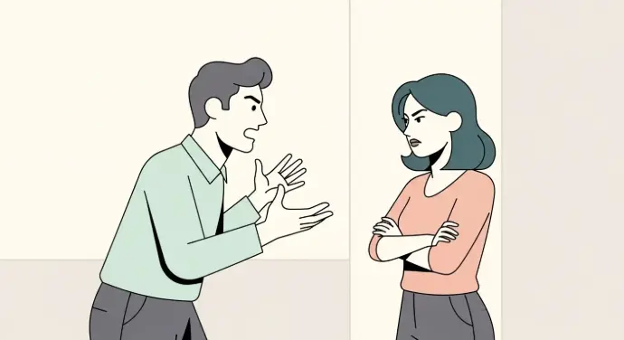 personas discutiendo un hombre y una mujer