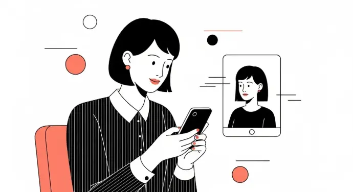 Mujer con un celular en su mano